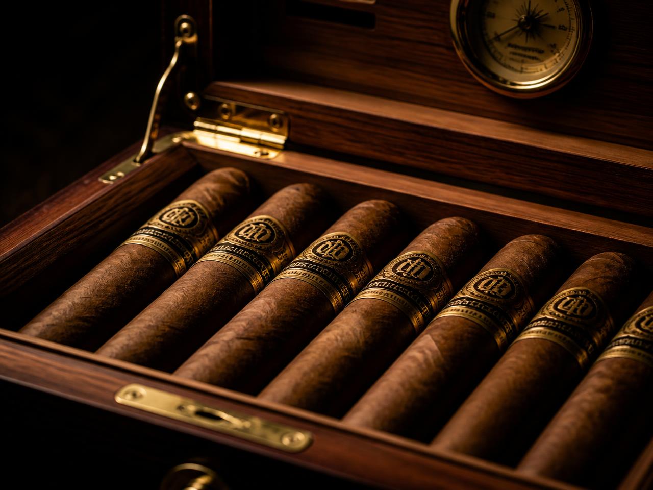 Aged premium cigars inside the walk-in humidor of Carlos Cabeza Cigar Lounge, Galveston's oldest cigar company